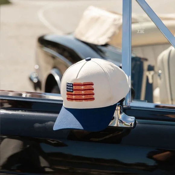 Parke Miami Embroidered Cap in Cocoa Cream, New PARKE Womens Miami Logo Embroidered Snapback Trucker Hat  main image 3